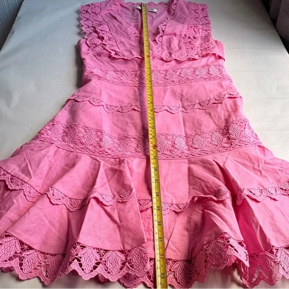 Endless Rose pink lace spring dress size small feminine cotton & linen lined - Picture 15 of 16